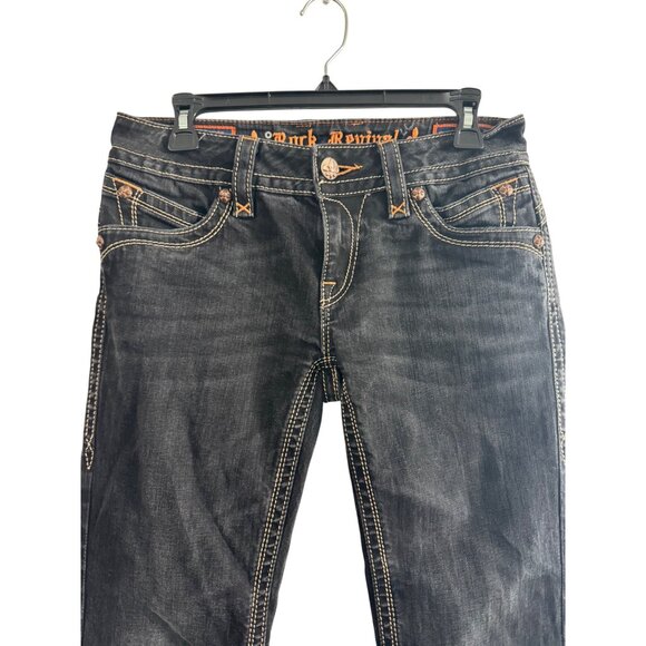 Rock Revival Gwen Bootcut Jeans Dark Wash Size 30 Cotton Blend Contrast Stitchin - Picture 7 of 10